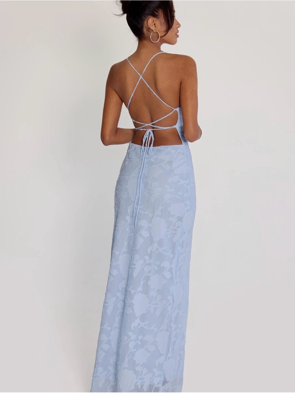 NWT Celena Maxi Dress Blue Burnout Princess Polly - Picture 2 of 5